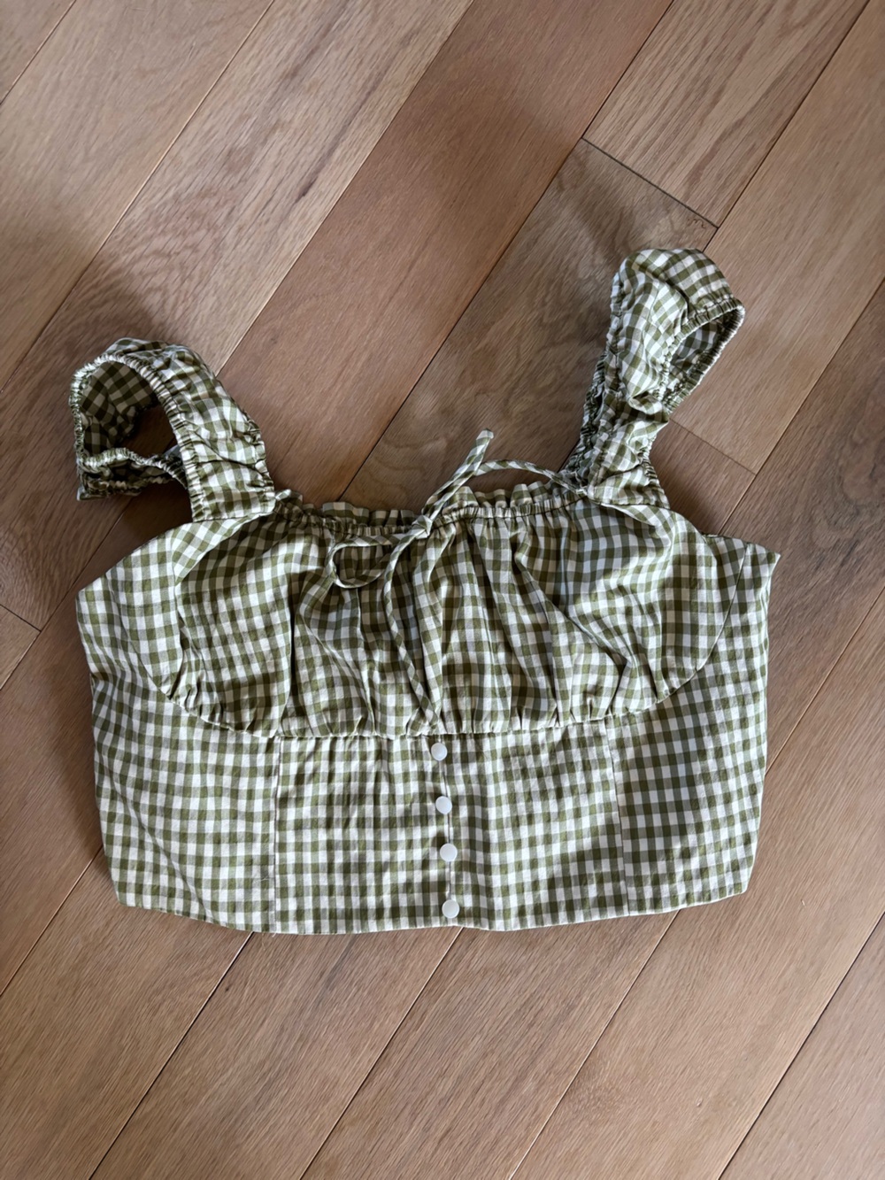 Zara Green and White Gingham Crop Top
